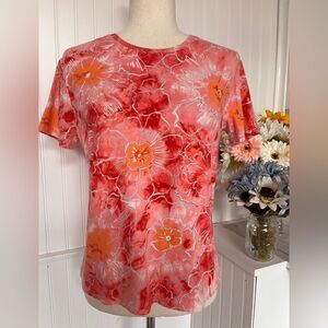 Short Sleeve Pink & Orange Floral Top